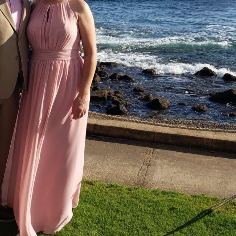 David's Bridal Pink Halter Wedding Dress